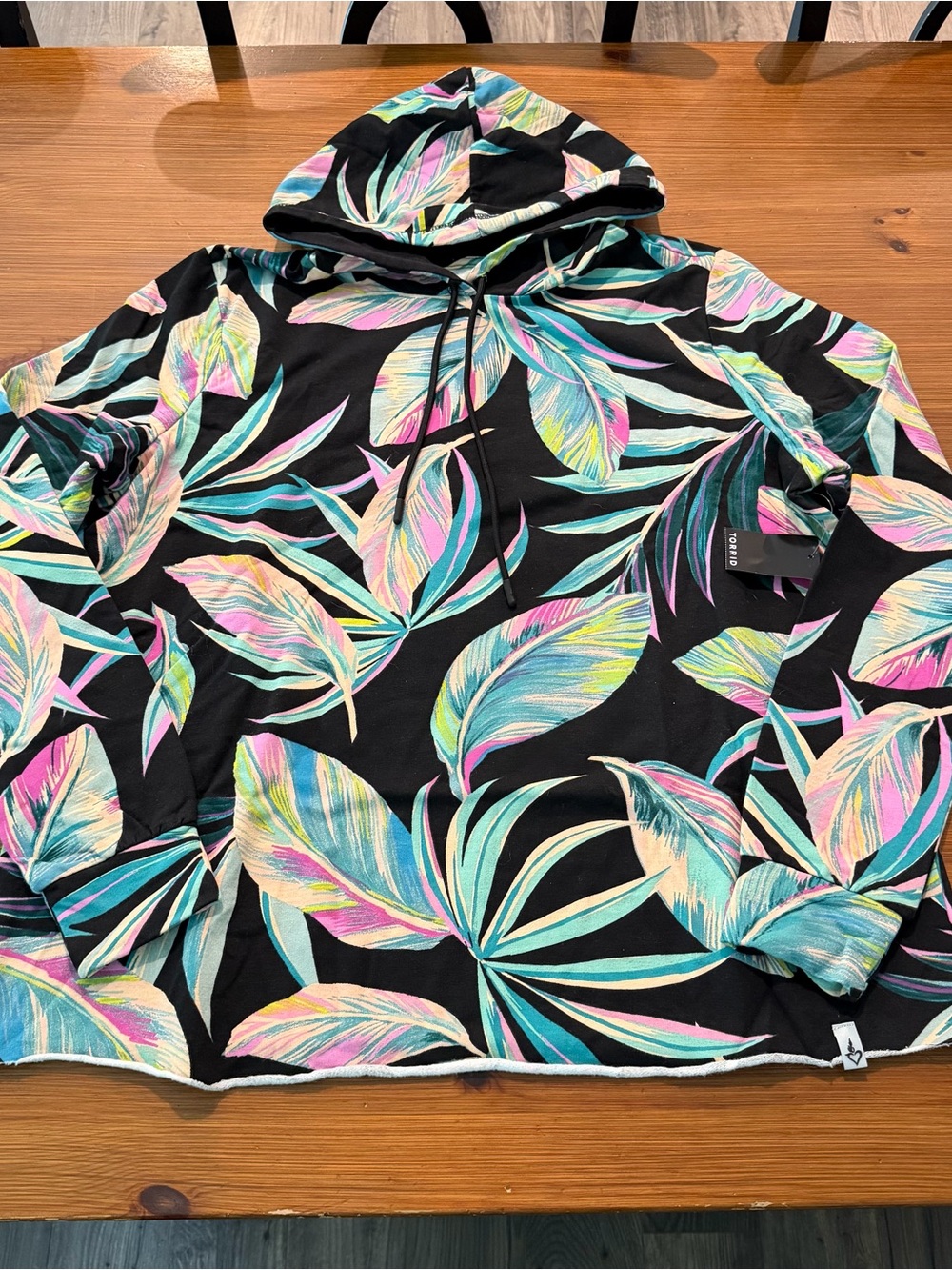 NWT Torrid Active Tropical Leaf Print Hoodie - Size 0